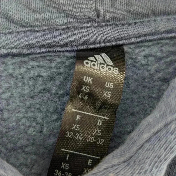 Adidas XS 4-6 Blue And Gray Pull Over Hoodie Warm Inside - Picture 4 of 9
